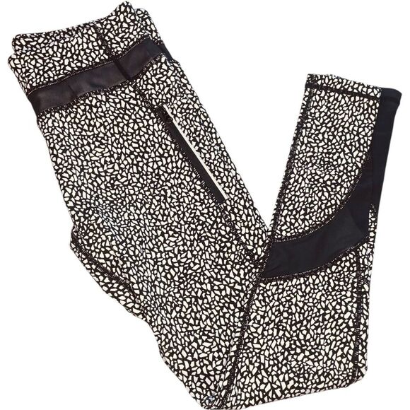 Lululemon Run Inspire Tight II Mesh Black and White Leggings - Picture 1 of 9